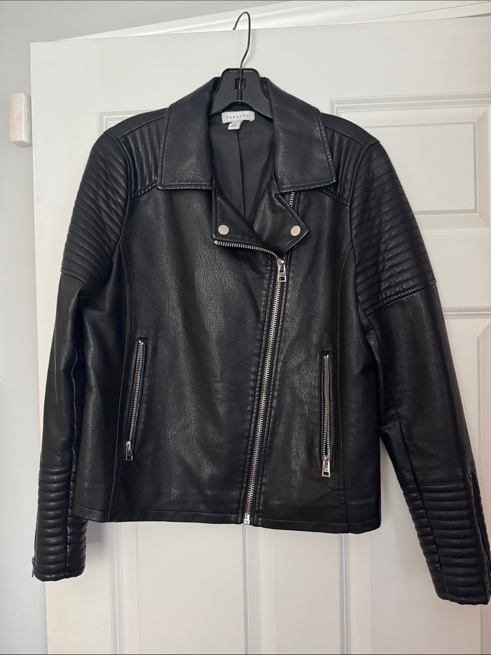 Topshop Black Faux Leather Moto Jacket
